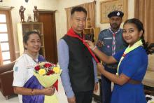 Distrtribution of Sticker Flag to dignitaries on the Occassion of Tripura Bharat Scout & Guides Foundation Day 2024