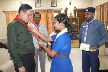 Distrtribution of Sticker Flag to dignitaries on the Occassion of Tripura Bharat Scout & Guides Foundation Day 2024